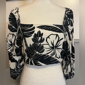 Bluesteel Brazilian Linen Crop Top / Medium / Tropical / Vacation / Festival